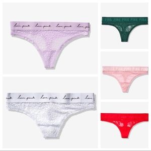 (5) Large VS PINK Lace Thong Bundle